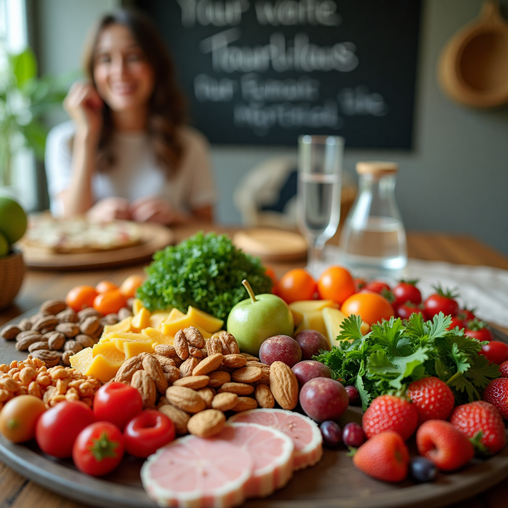 Gesunde Lebensmittel für eine ausgewogene Ernährung zum Abnehmen.